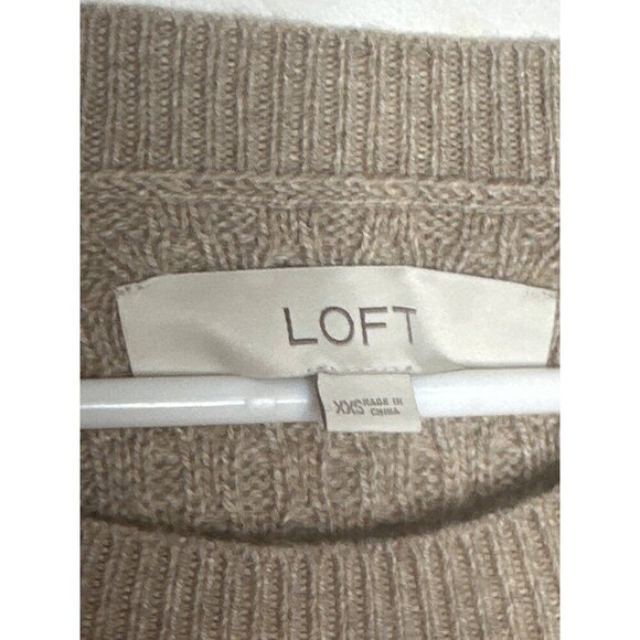 Wool Blend Soft Beige Crew Neck Sweater Womens XXS Cozy Office Neutral Minimal - Picture 5 of 9